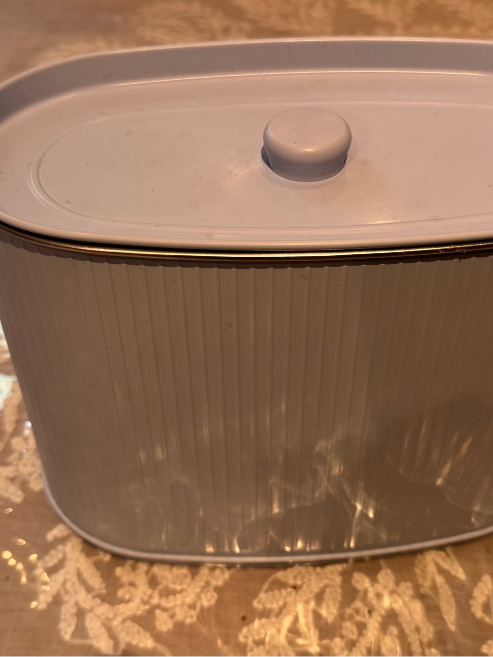 Ribbed Oval Storage Canister with Lid Color: Powder Blue - Picture 2 of 7